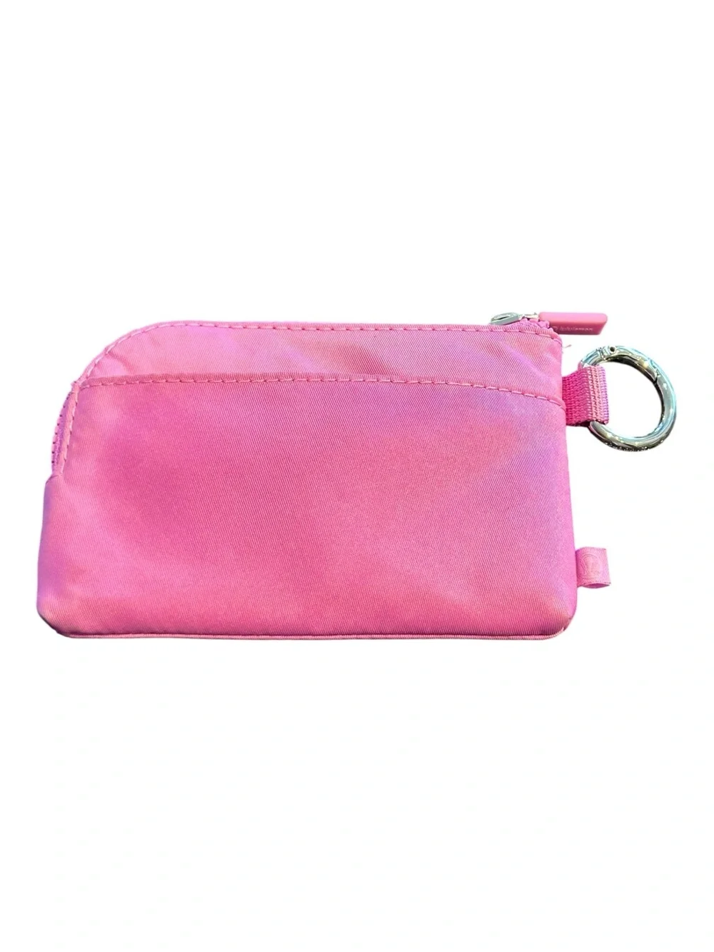 LULULEMON Pink Clippable Card Pouch with zipper Card slots Exterior pocket Logo